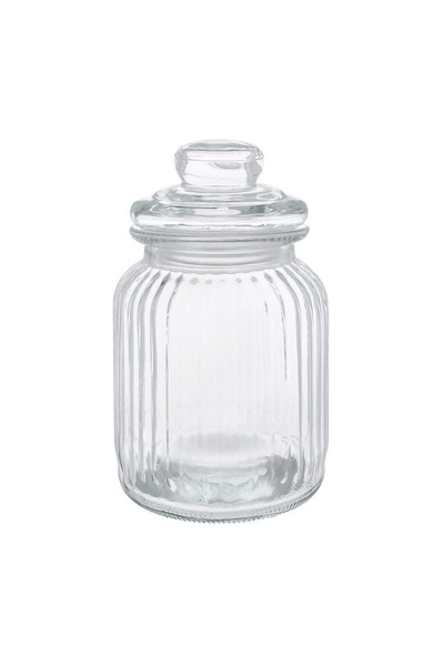 OEM Recipient decorativ din sticlă pentru bomboane, cu capac, transparent, 1 L