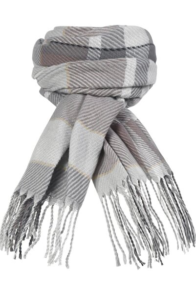 OEM Eșarfă Damă Pashmina în Carouri Moale de Iarnă Călduroasă Mare Modernă Gri L