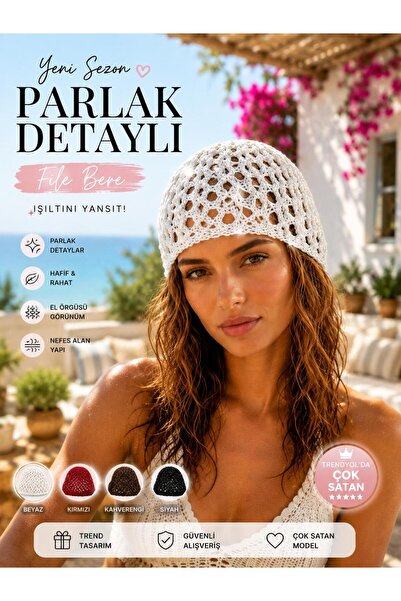Wearflawless Beretă din plasă de vară, argintie, strălucitoare, pentru femei,...