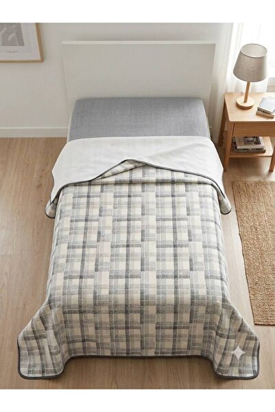 ŞENER HOME Madras Ekose Desen Baskılı 150x240 Cm. Tek Kişilik Tek Pike