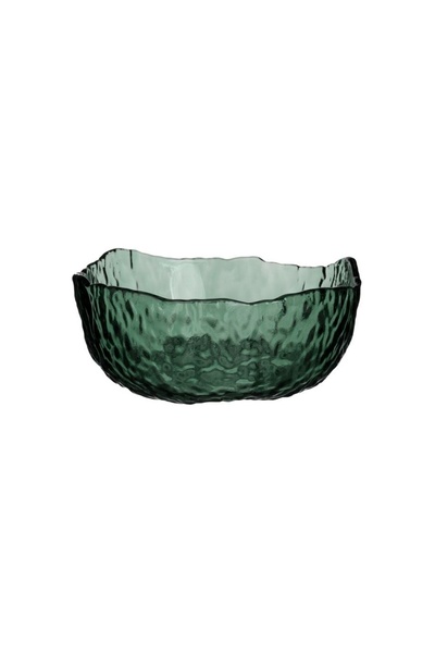 OEM Bol verde din sticlă 370 ml, model reliefat, elegant și practic pentru se...