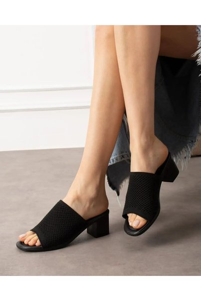 Zengin ayakkabı New Season Women's Daily 5 cm High-Heel Poly Sole Knitted Tricot Full Ortopedic Comfortable Lightweight Slippers