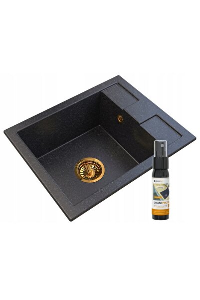 Granitan Chiuveta bucatarie si spray, Granitan, Granit, 50x40x18.2cm, Negru