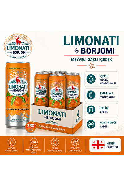 borjomi Limonati Acara Mandalinası Aromalı Limonata Teneke 330 ml x 24