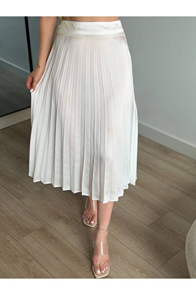 ROUPAS COLLECTİON Beyaz Pileli Etek