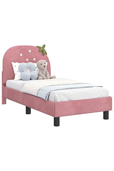 vidaxl Cadru de pat pentru copii cu spătar Roz 70 x 140 cm Catifea