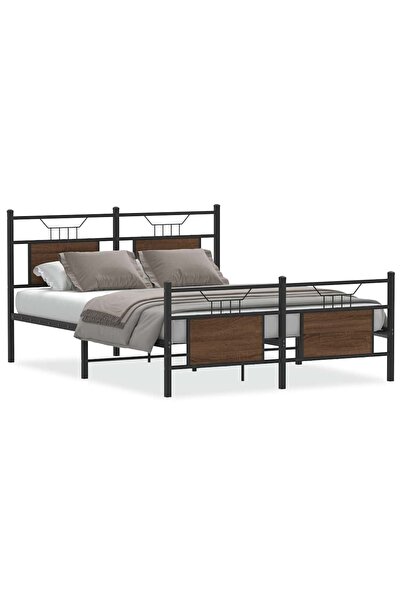 vidaxl Cadru pat fără saltea stejar maro 150x200 cm lemn prelucrat