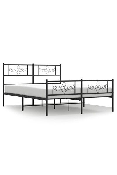 vidaxl Cadru pat metalic cu tăblie de cap/picioare, negru, 140x190 cm