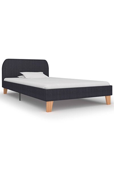 vidaxl Cadru de pat, gri închis, 90 x 200 cm, material textil