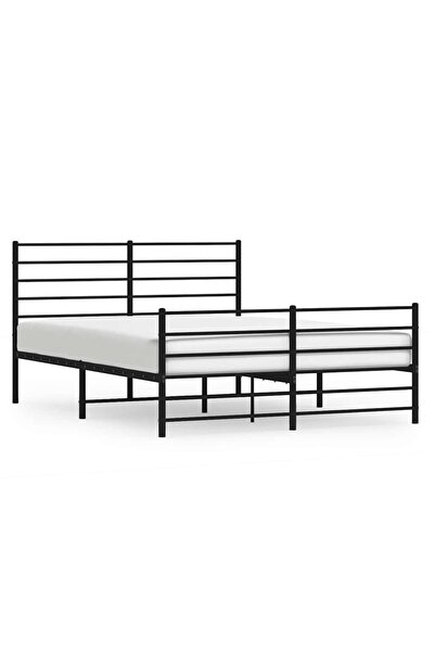 vidaxl Cadru pat metalic cu tăblie de cap/picioare, negru, 120x190 cm