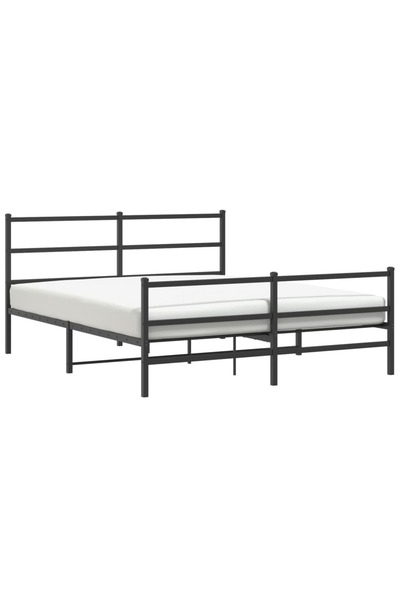 vidaxl Cadru pat metalic cu tăblie de cap/picioare , negru, 150x200 cm