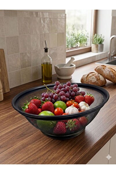 elif aksesuar Stainless Steel Black Matte Strainer 28 cm
