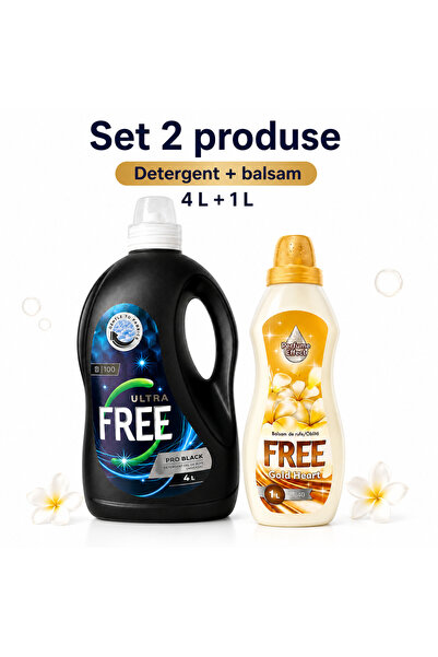 FREE Set 2 Produse pentru Rufe, Ultra Pro Black 4 L, Gold Heart 1 L, Detergen...