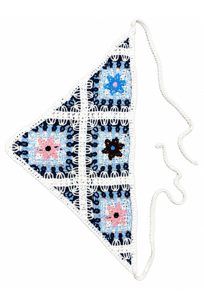 Sibel Günay Butik Bandană de păr triunghiulară tricotată manual cu motiv flor...