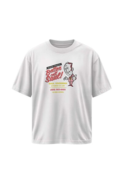 buzagi tasarım ürünleri Better Call Saul Unisex Oversize White T-Shirt