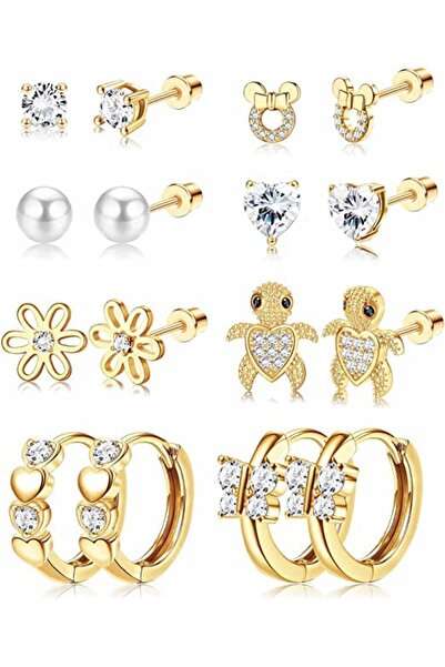 LOLIAS Set 8 Perechi Cercei, LOLIAS, Hipoalergenici, Otel Inoxidabil 316L, In...
