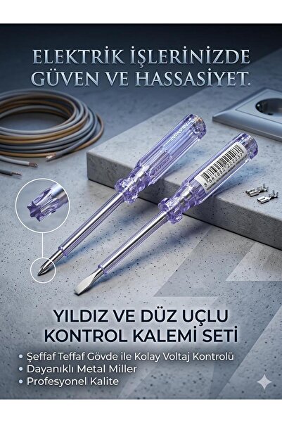 KD Düz + Yıldız Uçlu Kontrol Kalemi (2 Adet)