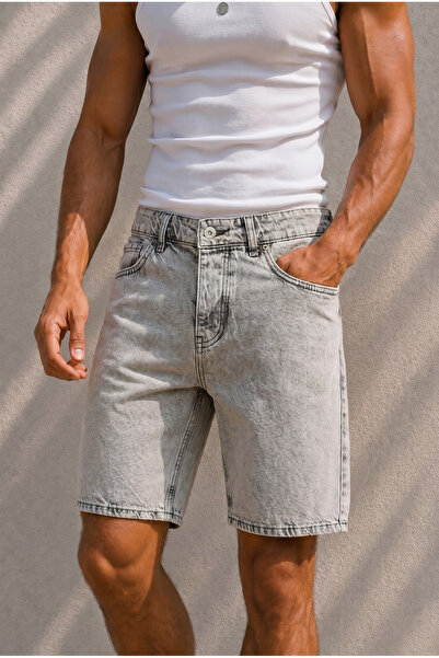 MADZEYMODA Men's Gray Denim Jean Shorts