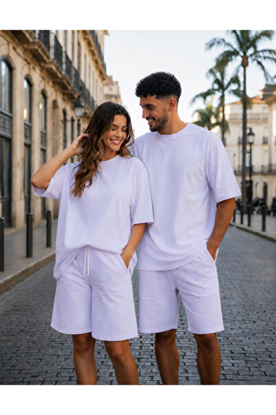 YAKAMEL UNISEX KADIN ERKEK ÇİFT KULLANIMINA UYGUN KISA KOLLU OVERSİZE ŞORTLU ...