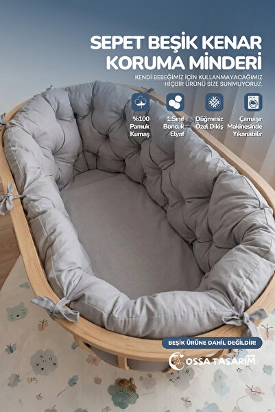 yasetex tasarım 100% Cotton Fabric Basket Edge Protection Cushion for Crib