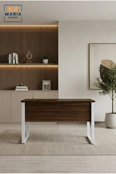 MARIA HOMES Modern Office Desk with Metal Frame – Computer Workstation Table ...