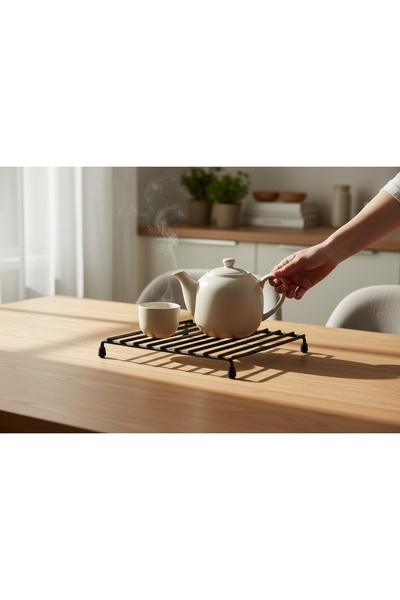 EMPA A V M 14x17 cm dikdörtgen metal çaydanlık tencere altlığı, metal nihale