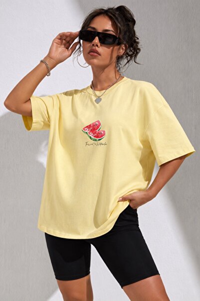 The Champ Clothing Γυναικείο μπλουζάκι oversized με στάμπα Watermelon Mood σε...