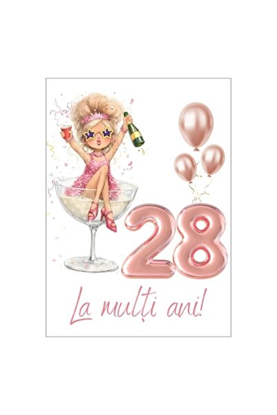 OEM Felicitare aniversară 13x18 cm cu plic, 28 de ani