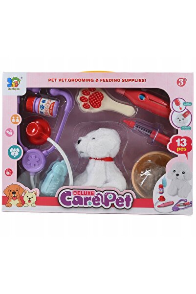 Midex Set de jucării veterinare pentru copii, cățeluș de pluș cu accesorii pe...