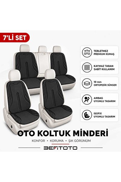 BENTOTO Car Seat Cushion Set of 7 Anti-Sweat Fabric Non-Slip Base Airbag and ...