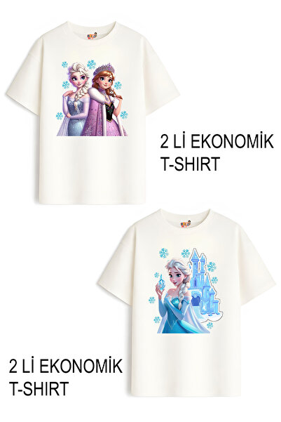 Belya Kids Wear Κοριτσίστικα μπλουζάκια 2 τεμαχίων με σχέδιο Ice Design σε οι...