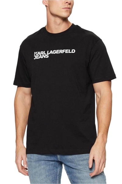 KARL LAGERFELD JEANS KLJ Κανονικό T-Shirt με Λογότυπο Sslv Μαύρο (235D1707101...
