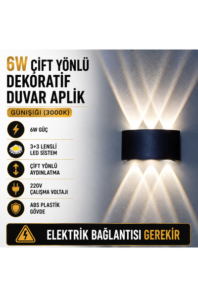 VOLTERRA 6W ÇİFT YÖNLÜ DEKORATİF LED APLİK GÜNIŞIĞI