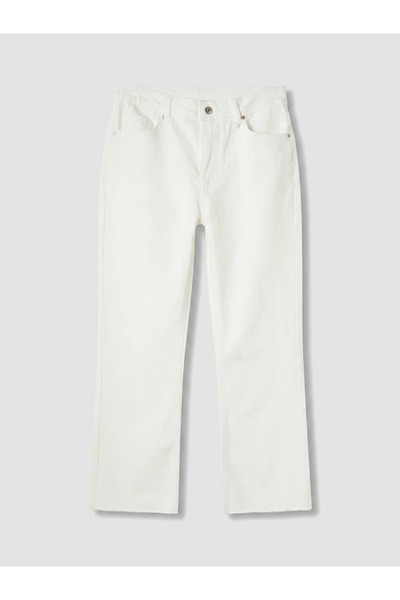 LC Waikiki White Crop Flare Women's Jean Pants
