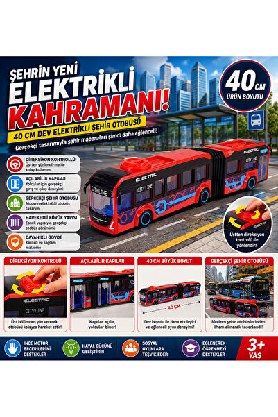 Cici Oyuncak 40 CM Körüklü Şehir Otobüsü Oyuncak Açılabilir Kapılar Yönlendir...