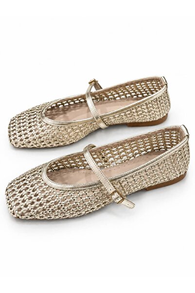 Elimery Shoes Luna Örgü Bantlı Kadın Babet