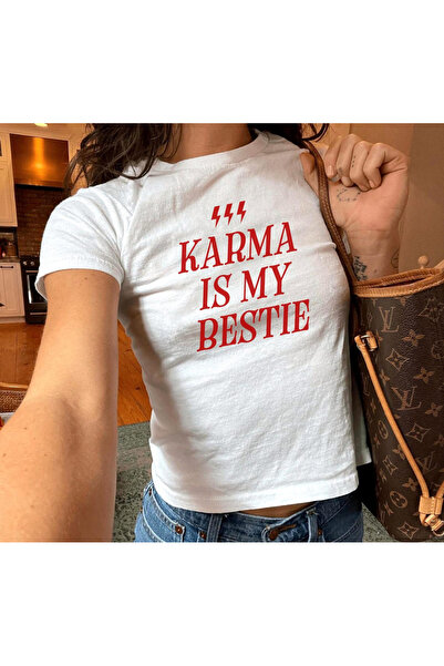 Grafftee Clothing Karma Is My Bestie Printed Women's Body Tee
