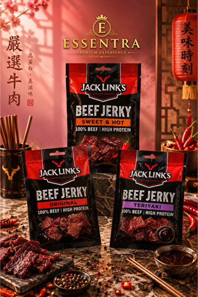 Essentra Home Jack Link's Beef Jerky Karışık Lezzet Paketi 3'lü Set proteinl ...