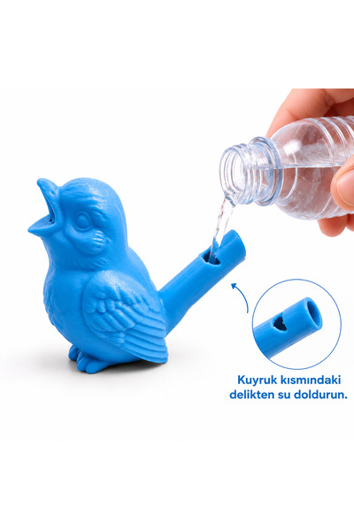 QEYFİ Kuş Sesli Su Düdüğü 3D Yazıcı Üretimi Gerçekçi Kuş Sesi Çıkaran Eğlence...