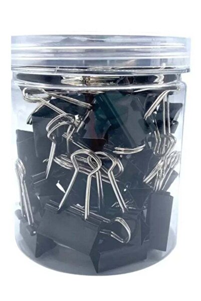 BASIC Heavy Duty Paper Binder Clips 32mm Black In Jar For Office Use- 24pcs