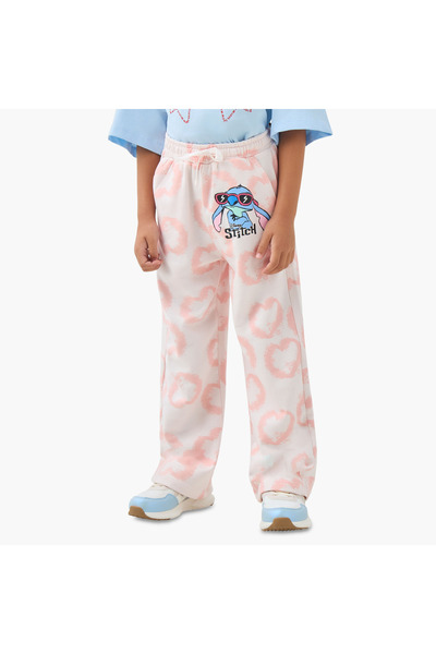 Disney Girls Joggers with Stitch Print - Cotton - Drawstring Waist