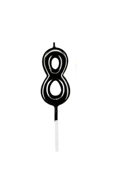 Party Time شموع سوداء على شكل الرقم ثمانية (8) مقاس 4×7.5 سم لكعكة عيد الميلاد