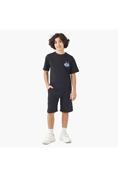Warner Bros Crew Neck Short Sleeves T-shirt and Shorts Set with Bugs Bunny Print