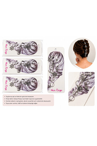 whiteandpurpledesign مجموعة حلقات شعر بوهيمية معدنية، إكسسوارات شعر معدنية