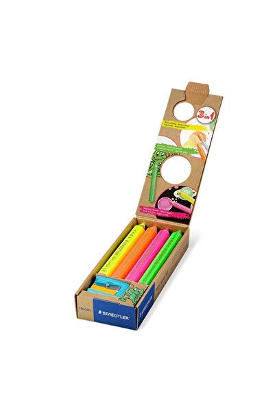 Staedtler Creioane colorate Noris junior neon 4 culori + ascuțitoare