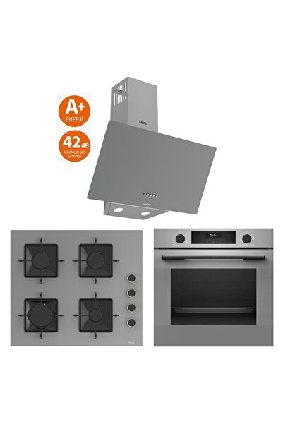 Bosch & Ferre Antrasit 3 lü Ankastre Set - Ultra Sessiz Davlumbaz - 42 dB ( H...