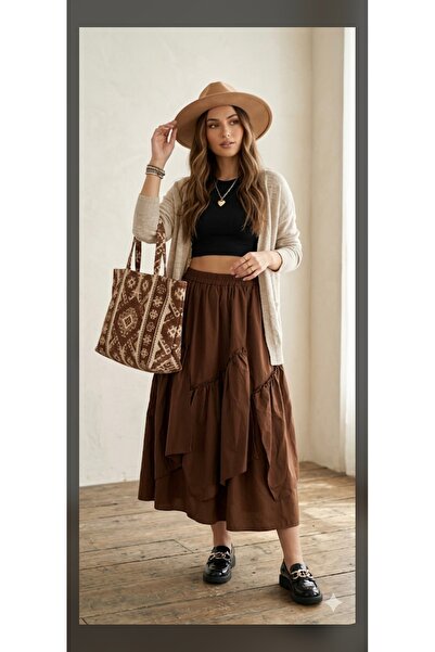 Azda Skirt, Skirt with Elasticated Waist and Cuffs