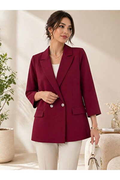 Raneel Kazançlı Alışveriş Women's Double-Breasted Collar Double-Button Blazer...
