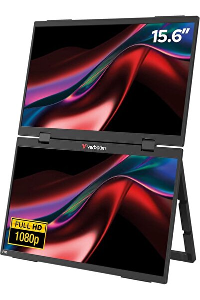 Verbatim Essentials 15,6″ Full HD 1080p Çift Ekran IPS Taşınabilir Dual Monitör