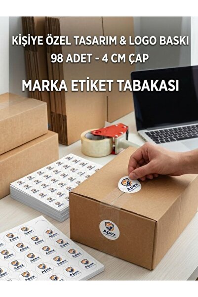 rprint Kişiye Özel Tasarım 4 cm Yapışkanlı Etiket - Ürün Ambalaj ve Kutu Süsl...